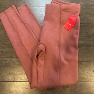 Spanx Size medium Faux Suede Leggings NWT “rich rose” color